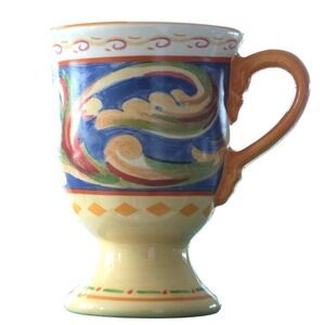 Pfalzgraff Villa della Luna Tall Mug Footed Coffee Tea Cup Sun Face Design